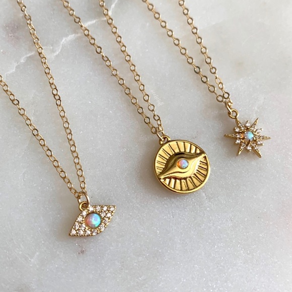 Evil Eye Sunrays Coin Necklace - Picture 4 of 8